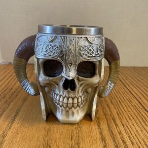 Skull Helmet Mug Cup/beer Can Holder - Interior Is Stainless Steel